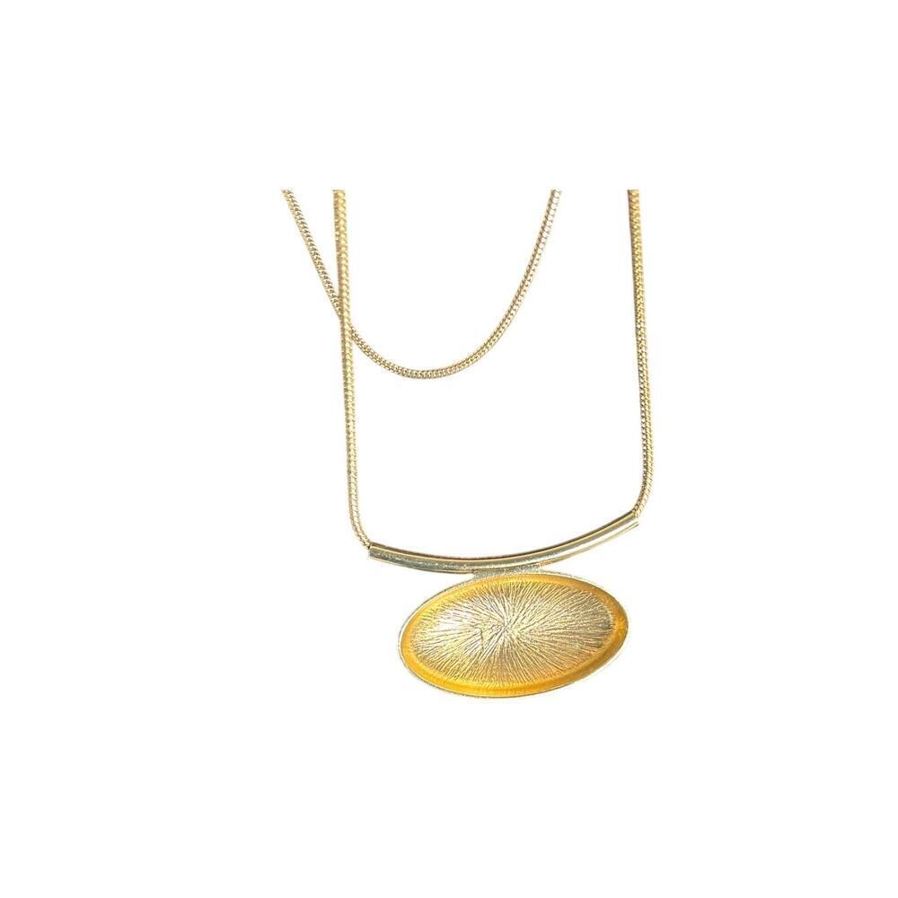 Long Metal Sunburst Pendant Festival Necklace